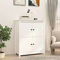 Servantă, alb, 83x41,5x100 cm, lemn masiv de pin