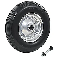 Roată de roabă cu osie, 4.00-8, PU solid, 390 mm