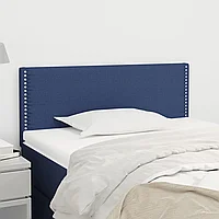 Tăblie de pat, albastru, 80x5x78/88 cm, textil