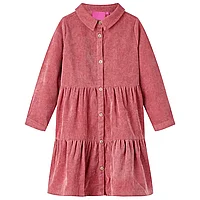 Rochie pentru copii cu mâneci lungi din catifea, roz antichizat, 140
