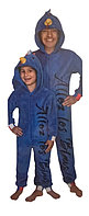 Pijama fluffy tip combinezon cu fermoar si gluga, marime 98-104, calduroasa