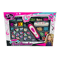 Set creativ pentru fetite Fashion Hair Beader, cu margele pentru par si dispozitiv de aplicare, 41Ã 29Ã 5.5cm,