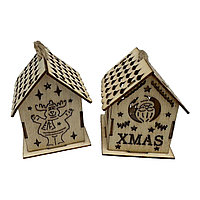 Decoratiune de Craciun Casuta din Lemn cu Lumini, 6Ã 4.5Ã 4 cm