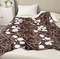 Patura Pufoasa Cocolino, Model cu Frunze albe, maro, 200 x 230 cm