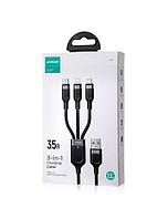 Joyroom (S-1T3018A18) Cablu Incarcare, USB-A la Lightning / MicroUSB / USB-C, 3.5A, 3 in 1, 1.2m, BLACK