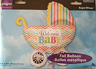 Balon in forma de landou ( carucior) pentru bebelus - SuperShape folie metalizata