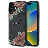 Husa Guess - Hardcase 4G Flower Print MagSafe (GUHMP16SP4ROPEMCK) pentru iPhone 16 - Negru