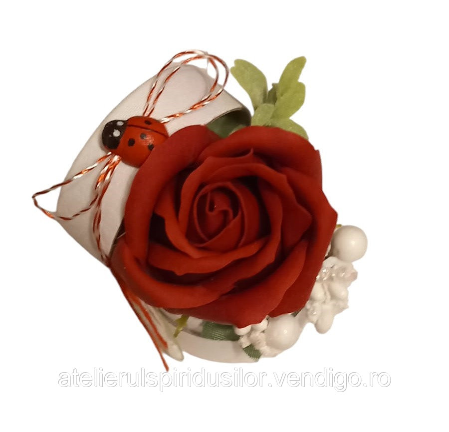 Martisor cu trandafir de sapun parfumat grena - foto 1 - id-p102668957