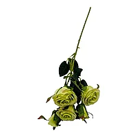 Buchet artificial elegant cu 3 trandafiri si 2 boboci, 44cm, un singur fir, calitate superioara, verde
