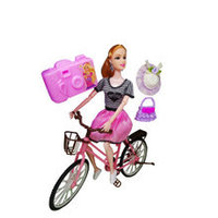 Papusa Fashion Girl cu bicicleta si catei