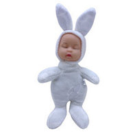 Bebe Iepuras mini imita Anne Geddes alb 18cm pretabil lumanare botez