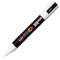Carioca Marker UNI Posca PC-5M, varf rotund, 1.8-2.5mm pentru orice tip de suprafata ALB