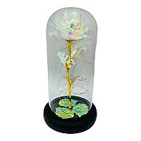 Trandafir LED multicolor sub cupola de plastic,15x8cm , Decor elegant si cadou simbolic