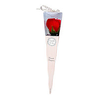 Trandafiri rosu intens din sapun in ambalaj individual, 30 cm, set expunere