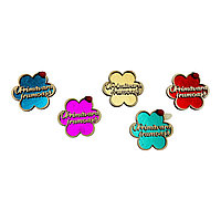 Decoratiune din lemn cu magnet, O PRIMAVARA FRUMOASA, diverse culori, forma de floare 7Ã 7cm