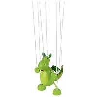 Papusi de teatru pentru copii, de lemn, model dinozaur, 16cm, 3 ani+, Goki