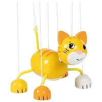 Marioneta pisica, de lemn, 11.5 cm, 3 ani+, Goki - Joc de rol