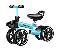 Bicicleta echilibru fara pedale, 4 roti, 12", pentru copii 2-5 ani, Albastru