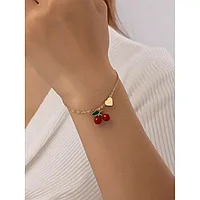 Bratara aurie cu Pandativ Cirese si Inimioara - 13357