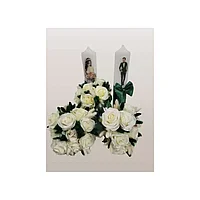 Set 2 Lumanari si 2 Buchete pentru Nunta cu Flori Artificiale, Green Imperial - LN20