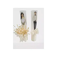 Set 2 Lumanari pentru Nunta cu Flori si Fundita - LN12