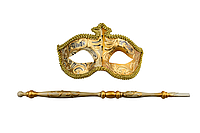 Masca carnaval+bat ,Auriu ,pentru femei