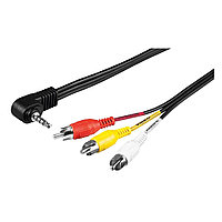 Cablu Audio/Video Jack 3.5mm T - 3 x RCA T, Palacat cu Nickel, 1.5M, Goobay 50209