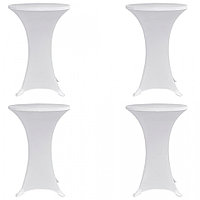 Husă de masă cu picior Ø70 cm, 4 buc., alb, elastic