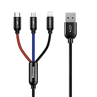 Cablu de date/incarcare, Baseus 3 In 1, USB A - Type-C, Lightning,