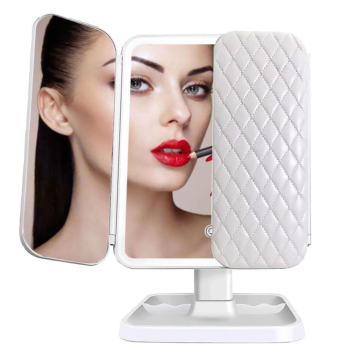 Oglinda LED Cosmetica, Extensibila cu 3 Tipuri de Lumina, Marire 2X, 3X, si 10X, Acumulator, Cablu Tipe C - foto 2 - id-p90883183