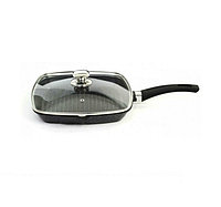 Tigaie, Tip Grill, Diametru 28 cm, Capac din Sticla, Rezistenta, Negru