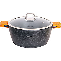 Cratita Cu Capac, Aluminiu, 30 Cm, Capacitate 7.5l, Capac Din Sticla, Design Modern, 3 Straturi De Baza, Negru