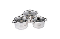 Set Oale 6 Piese Bohmann, (2.6l, 3.6l, 4.5l), Inductie, Cu Capac Sticla, Inox