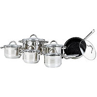 Set Oale 12 Piese Cu Capace Bohmann, Fund 7 Straturi, Tigaie Marble, Inductia, Inox