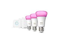 Set De Baza Philips 3 X Becuri Led E27. 2 Variatoare Incluse Si Consola Bridge, Ambianta Color Si Alba, 25000