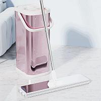 Set găleată din oțel inoxidabil cu mop plat, PB 36, Roz