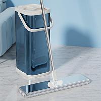 Set găleată din oțel inoxidabil cu mop plat, PB 36, Albastru