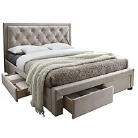 Pat tapitat dormitor ,de lux , pentru saltea , stofa gri,cu sertare si suport saltea inclus 160x200 cm -loc