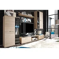 Set mobila Living Ales ,Stejar Sonoma sticla neagra, 236 cm lungime,Bortis Impex