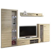 Set mobilier Living cu dulap haine ,stejar sonoma, 270 cm lungime ,Bortis Impex