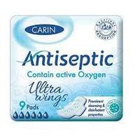 Absorbante ultrasubtiri cu aripioare, Carin, Antiseptic, Bumbac, 9 bucati
