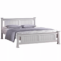 Pat dormitor elegant,lemn pin alb, dublu,2 persoane cu somiera inclusa ,200x160cm