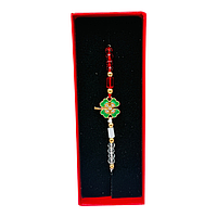 Bratara Martisor cu Charm Trifoi cu Patru Foi si Margele Rosii , Simbol al Norocului