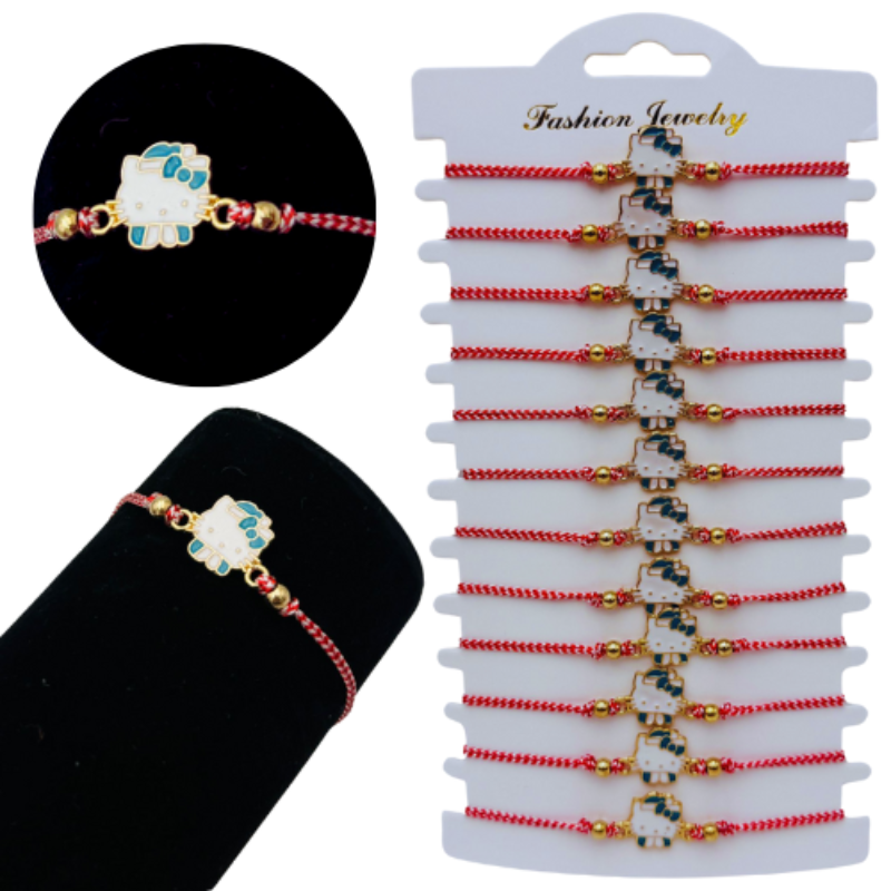 Set 12 bratari Martisor Pisicuta dragalasa, cu margele si snur reglabil - foto 1 - id-p102762058