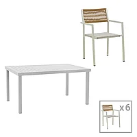 Masa Kliton - Savor set de 7 pakoworld aluminiu in nuanta alb 150x80x74cm