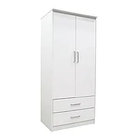 Dulap Olympus pakoworld cu 2 uși și sertare în culoarea albă 81x57x183