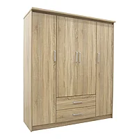 Dulap Olympus pakoworld cu 4 uși și sertare culoare stejar deschis 159x57x183cm