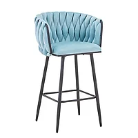 Scaun de bar Vivian pakoworld siel catifea metal negru 57x50x100cm