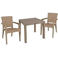 Set de sufragerie Explore-Halcyon set pakoworld 3 piese PP Crem 90x90x73,5cm