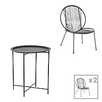 Set Dapper-Caius pakoworld set de 3 metal negru-negru pe D46x52cm